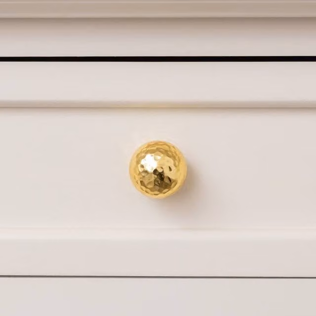Melody Maison Polished Gold Round Hammered Drawer Knob, Diameter: 2.5 cm