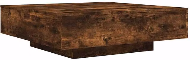 Berkfield Home Modern Square Coffee Table with LED Lights in Smoked Oak Brown, W/D/H: 100 x 100 x 31 cm
