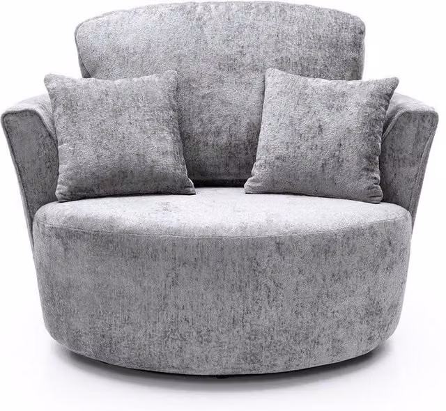 Abakus Direct Harriet Crushed Chenille Swivel Chair in Grey