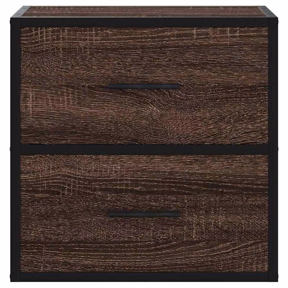 Berkfield Home Set of 2 Durable Wall-mounted Bedside Cabinets in Brown Oak, W: 40 cm, D: 31 cm, H: 39.5 cm – 5