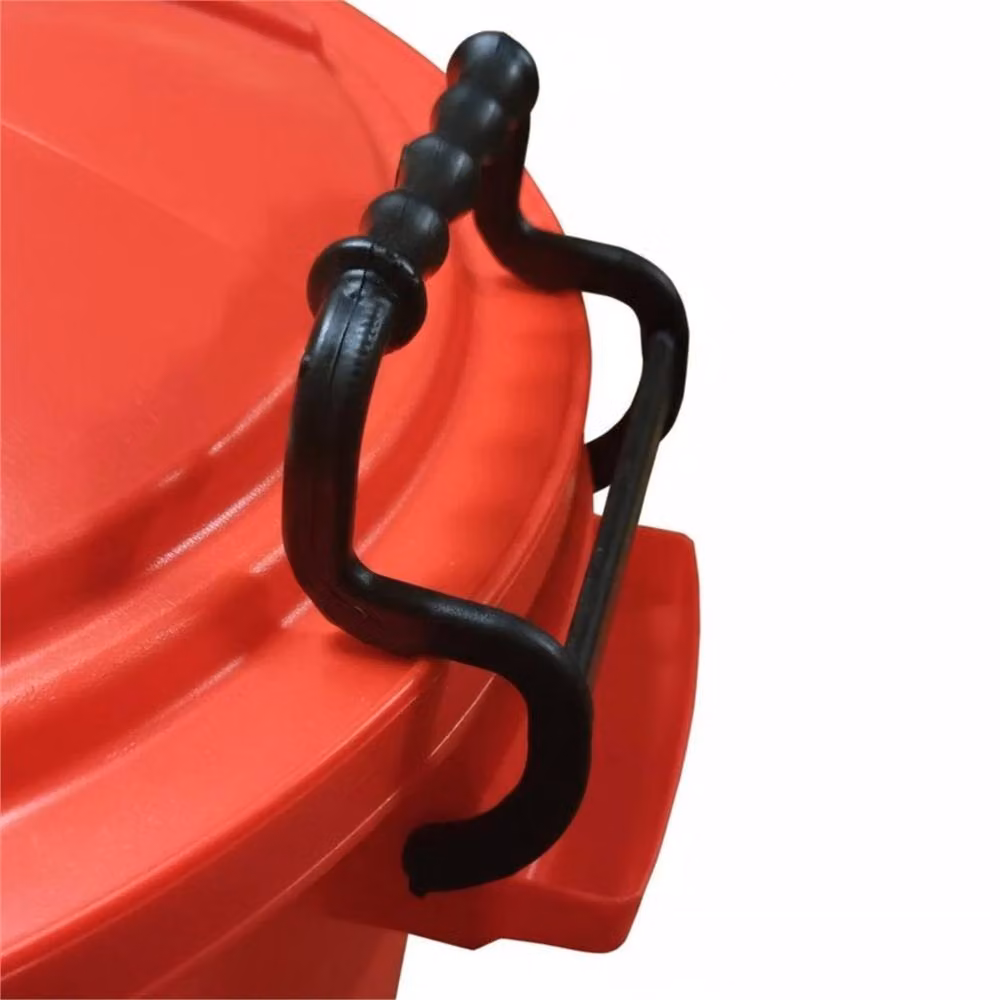 VOGREX 50L Red Heavy Duty Bin with Plastic Lock Handles and Flip Lid – 3