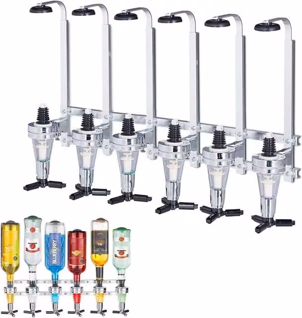KORVIXA Silver Wall Mounted 6 Bottle Optic Drink Dispenser – 1