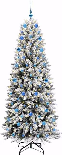 Berkfield Home Green Artificial Christmas Tree with 300 White LEDs, W/D/H: 78 x 78 x 210 cm