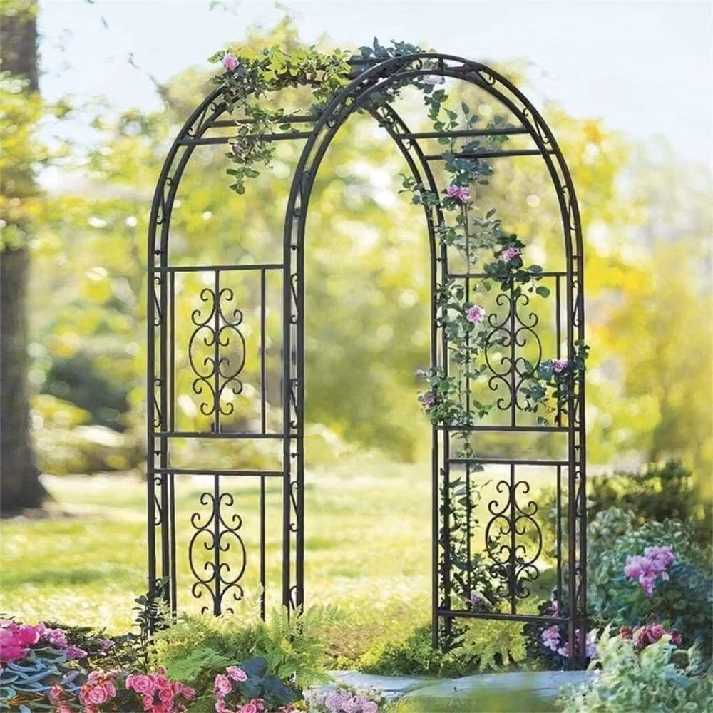 Hinsinc Metal Garden Arbor and Wedding Arch in Black, W/D/H: 134 x 59 x 215 cm – 3