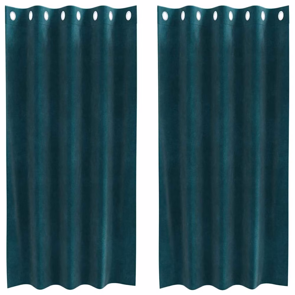 Berkfield Home Dark Green Velvet Blackout Curtains with Eyelets, 2 Pack – 3