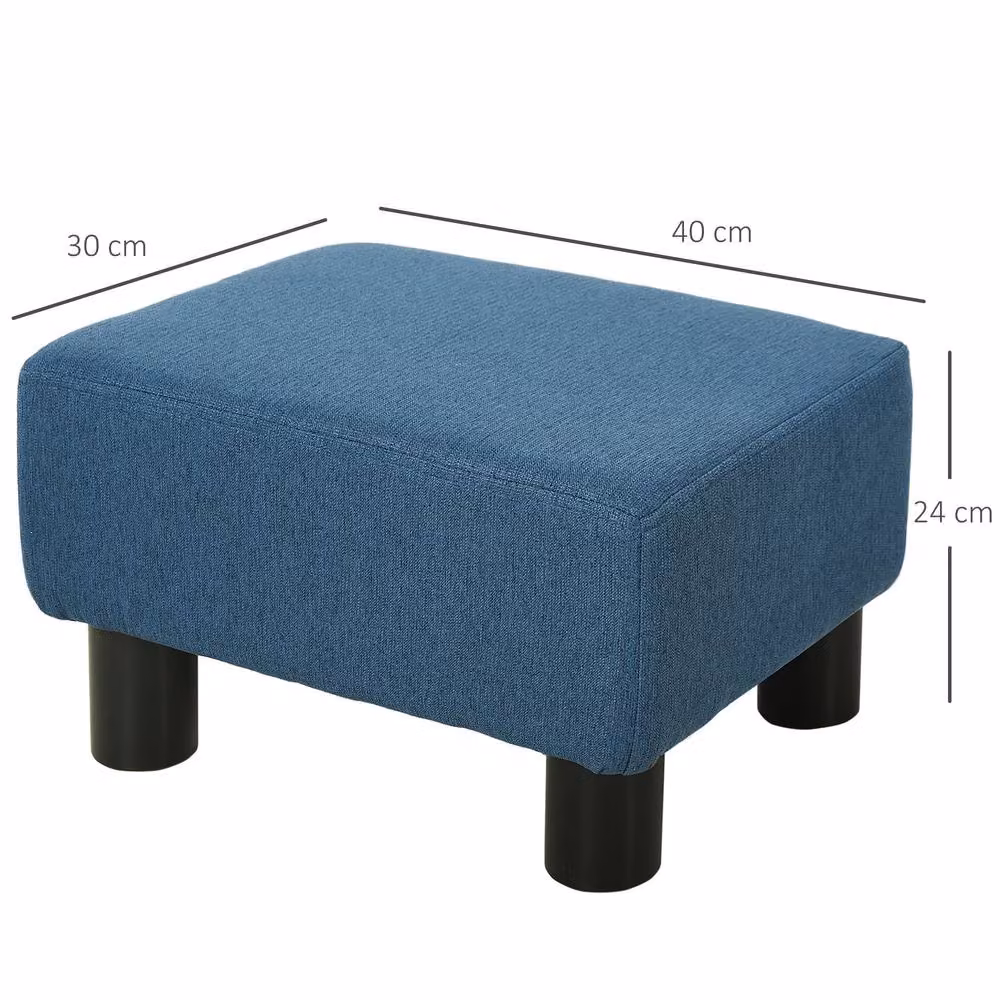 STILVORA Modern Rectangular Blue Fabric Footstool with Wooden Frame – 2