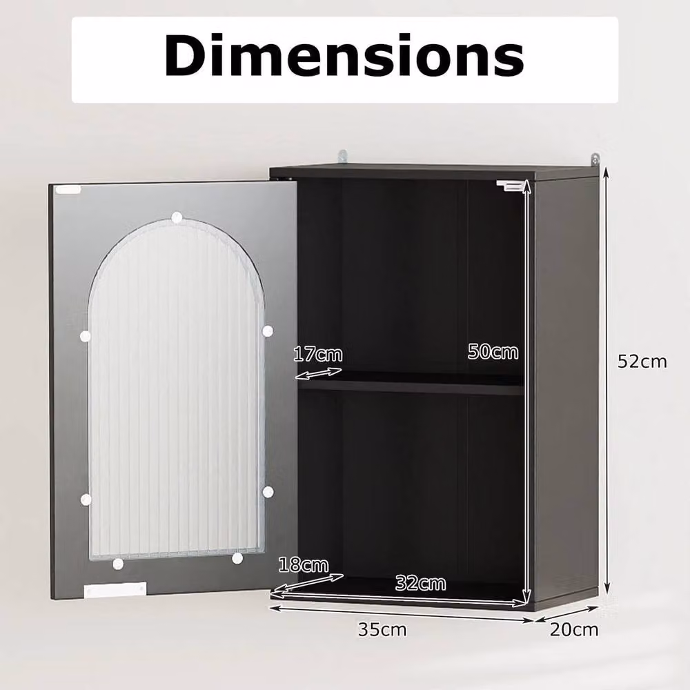 Kelvenix Modern Black Wall Mounted Bathroom Medicine Cabinet with Glass Doors and Internal Shelves – 2