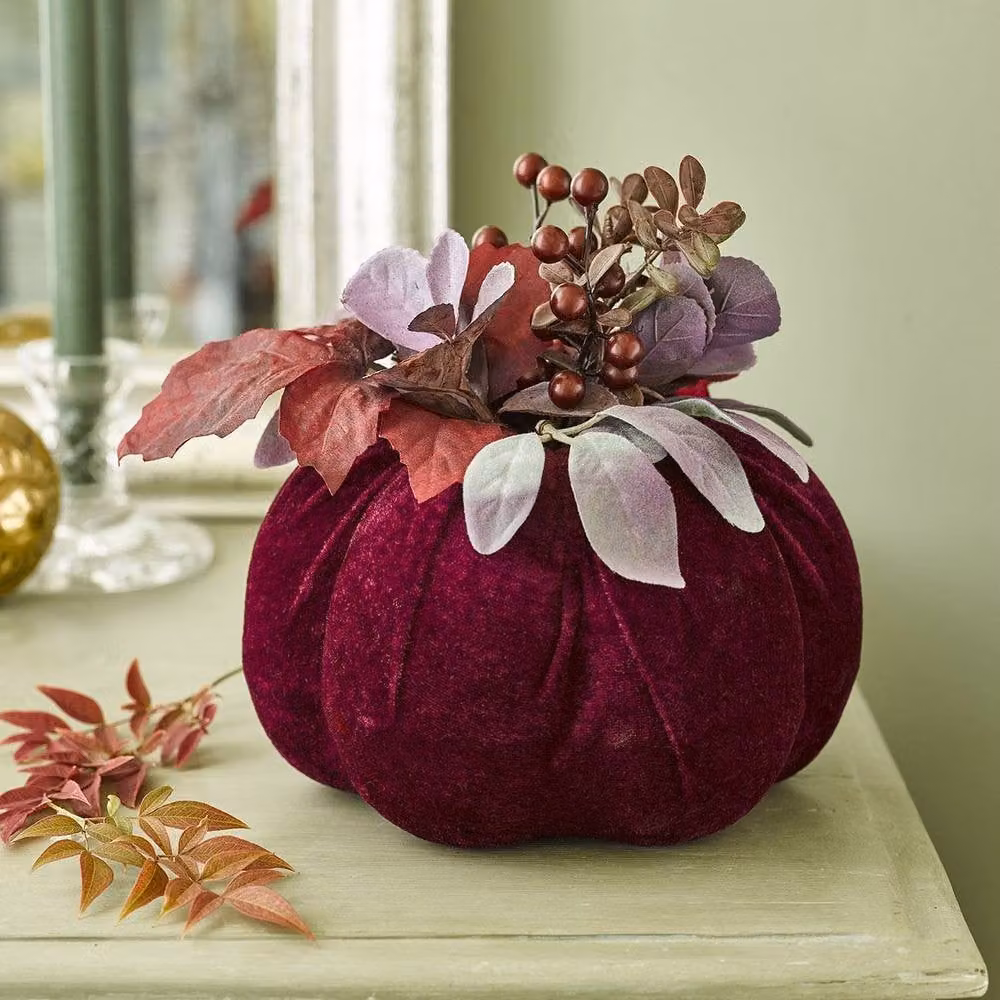 mysmartbuy Purple Velvet Pumpkin Decorative Autumn Tabletop Accessory – 2