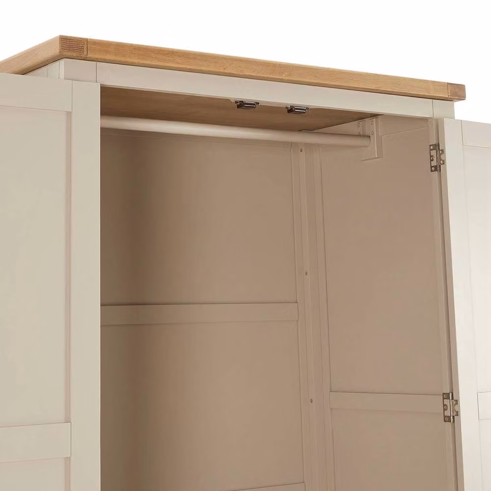 FORGEVIO Classic Two-Door Wardrobe with 2 Integrated Drawers in Cheshire Grey Oak Finish – 4