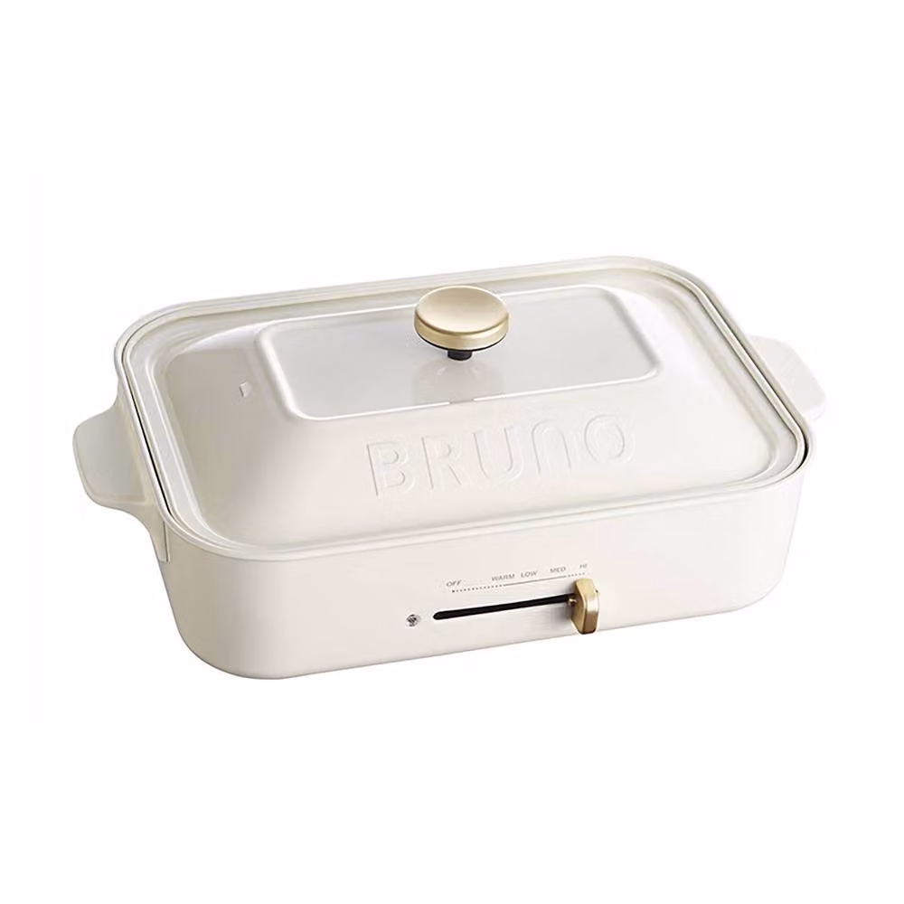BRUNO Compact Hot Plate with Smooth Non-Stick Cast Iron Plate in White – 2