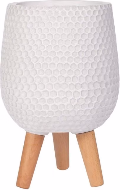 IDEALIST Mid-Century Round Tabletop Indoor Planter in White
