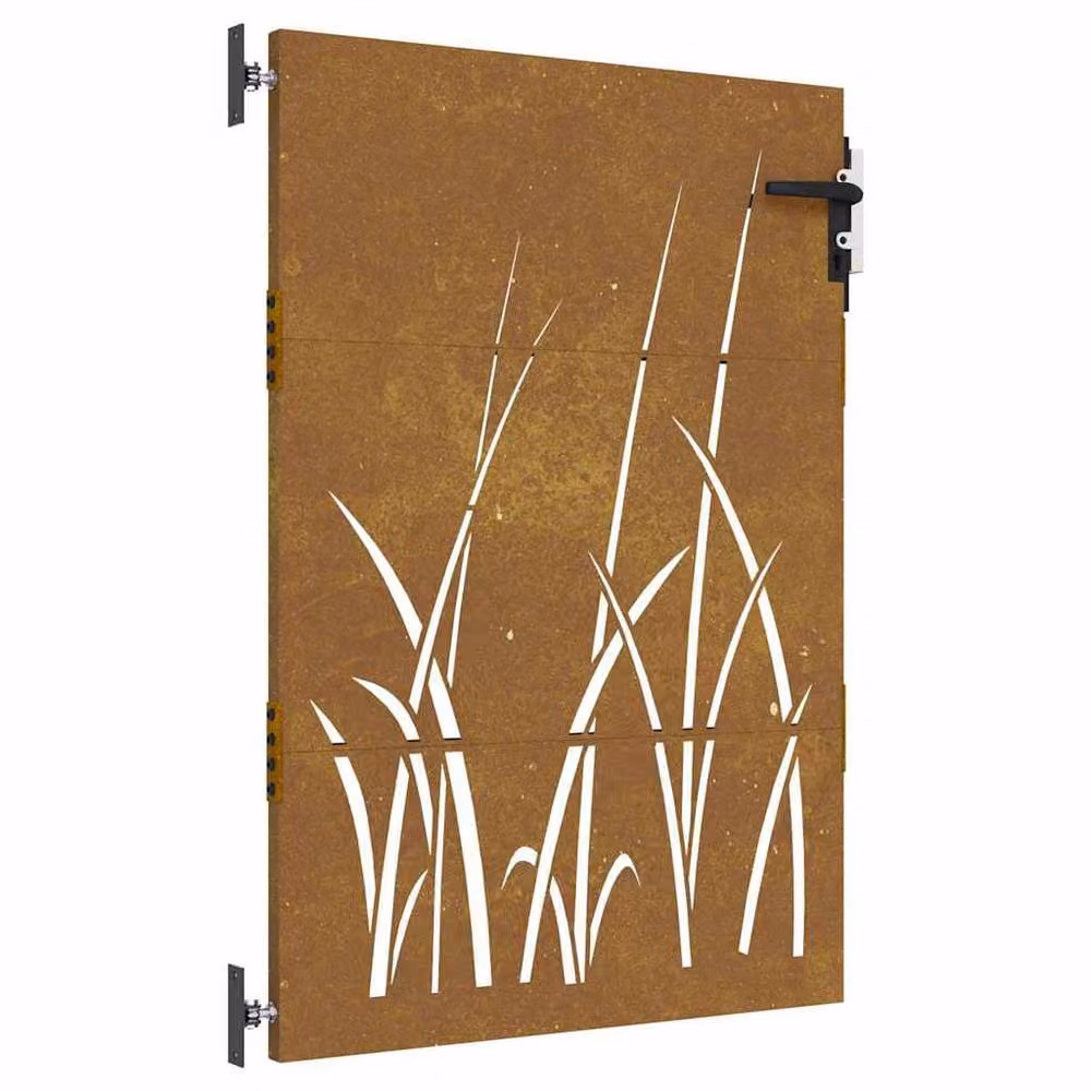Berkfield Home Beautiful Garden Gate in Brown Corten Steel with Grass Design, W: 85 cm, H: 125 cm – 3