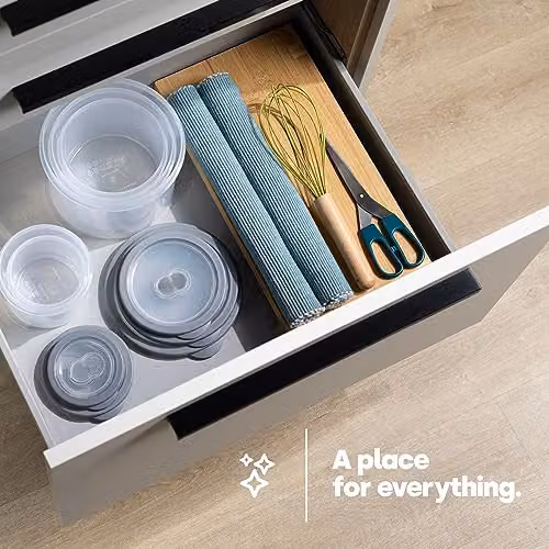 LIVIVO 5pc Airtight Round Food Storage Container Set in Grey and Transparent, Stackable and BPA Free – 5
