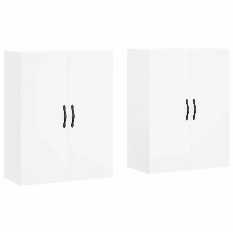 Berkfield Home Set of 2 White Wall Mounted Cabinets with Hinged Doors and Internal Shelves