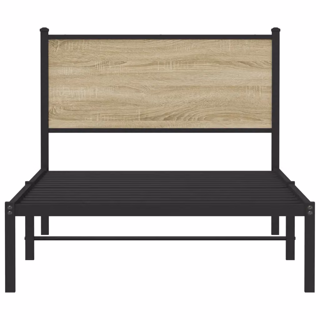 Berkfield Home Metal Bed Frame in Sonoma Oak, Brown, W/D/H: 100 x 200 cm – 3