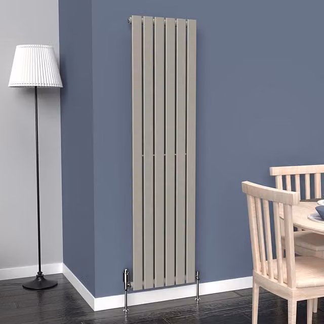 Lux Heat Flat Coloured Vertical Steel Radiator in Dune Grey, H 160 cm x W 42 cm
