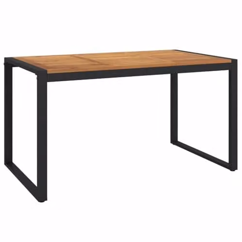 vidaXL Garden Table in Brown Acacia Wood with U-shaped Legs, W/D/H: 140 x 80 x 75 cm – 1