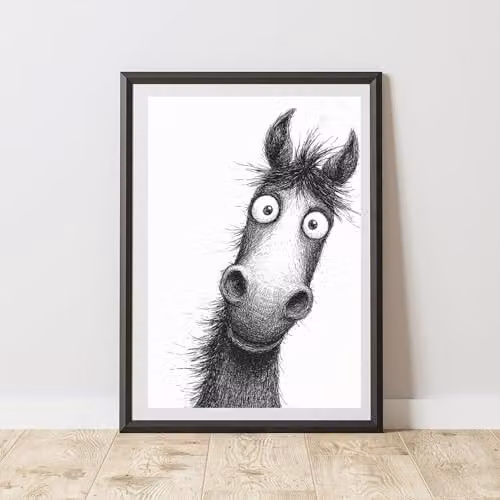 60 Second Makeover Peeking Horse Print Wall Art Poster, Multicolour, A3