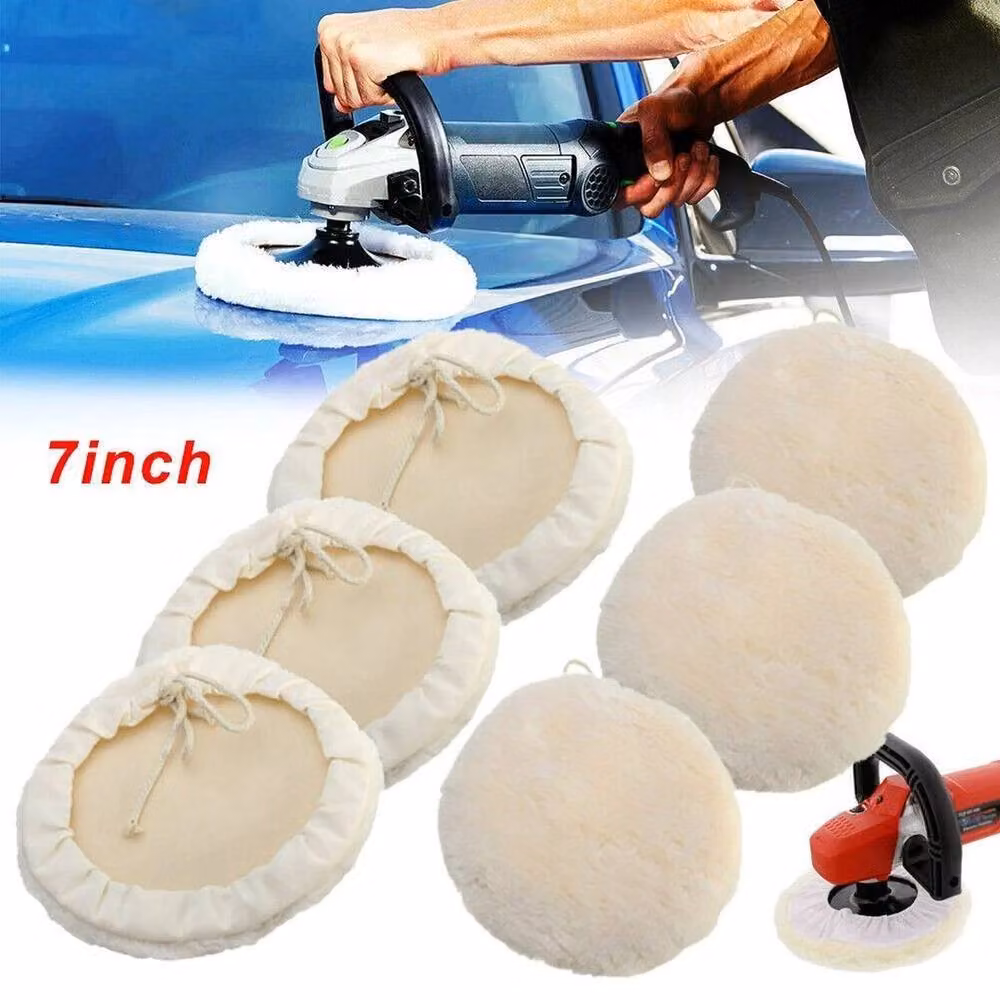 SPETLEK 6 Piece Wool Polishing and Buffing Pads, Beige, Diameter: 180 mm – 2