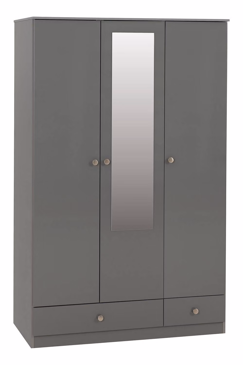 Seconique Denver 3 Door 2 Drawer Mirrored Wardrobe in Grey Gloss – 2