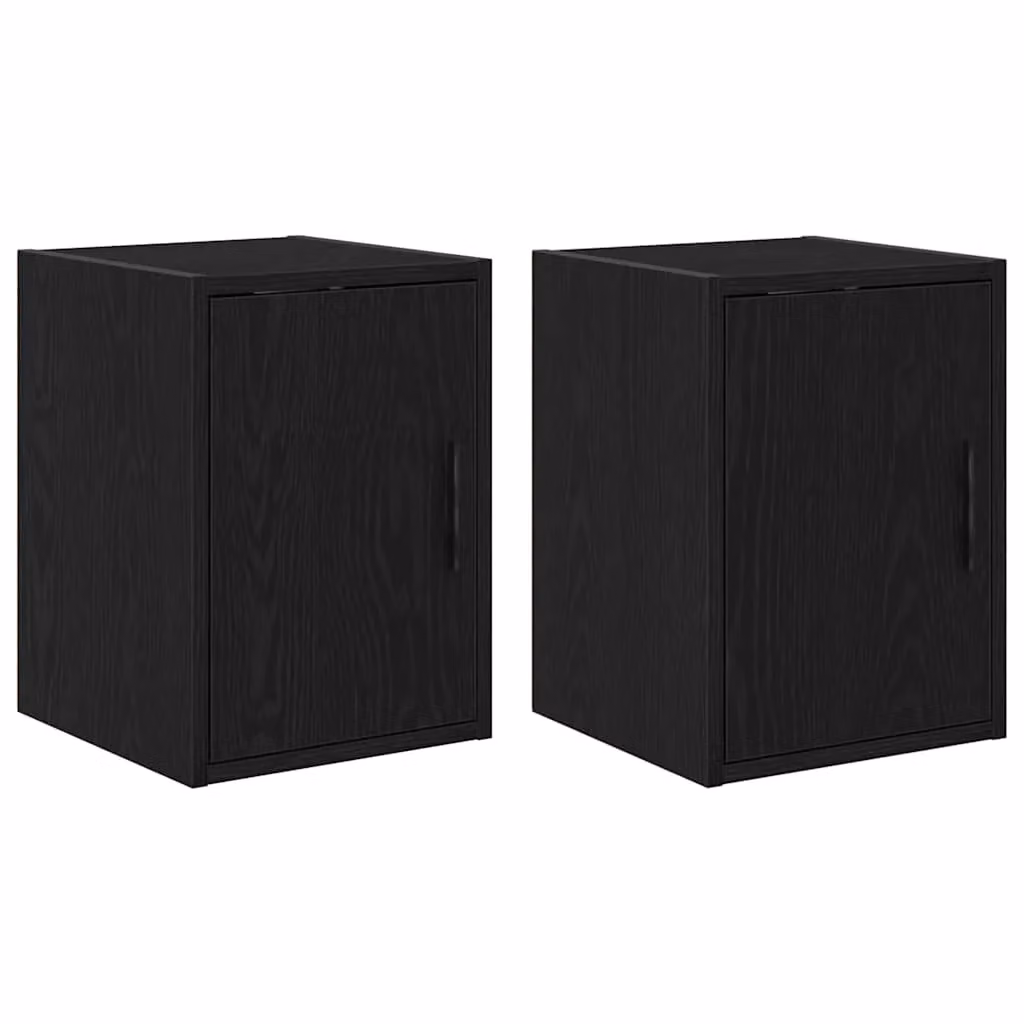 Berkfield Home Set of 2 Black Matt Wall Mounted Garage and Workshop Cabinets in Engineered Wood – 2