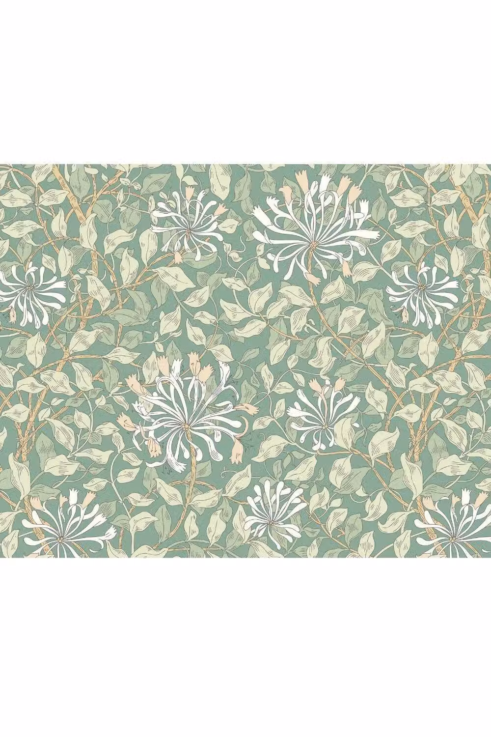 Origin Murals Honeysuckle Floral Wall Mural in Jade, W: 300 cm, H: 240 cm – 2