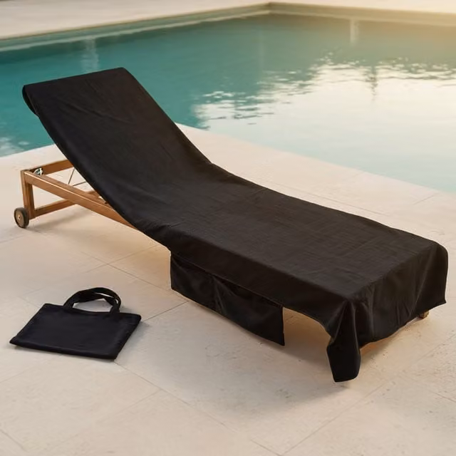 OHS Microfibre Quick Drying Absorbent Beach Towel with Bag, Black – 8