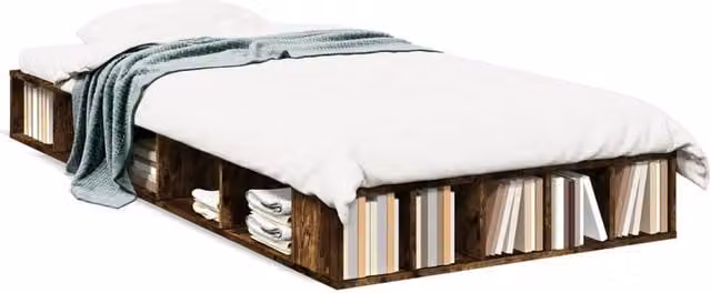 Berkfield Home Smoked Oak Bed Frame in Brown, W/D/H: 75 x 190 cm Small Single – 1