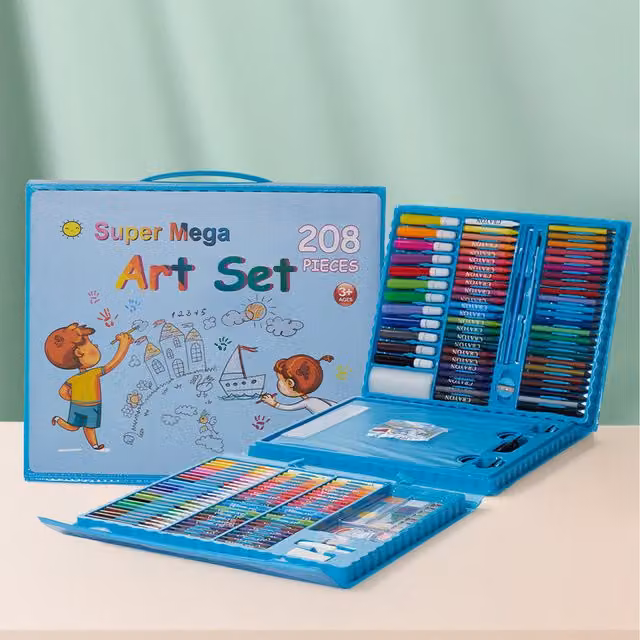 Livingandhome Portable Blue Drawing Set for Children