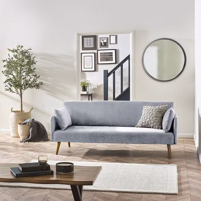Julian Bowen Andi Grey Fabric Upholstered Sofa Bed with Scatter Cushions