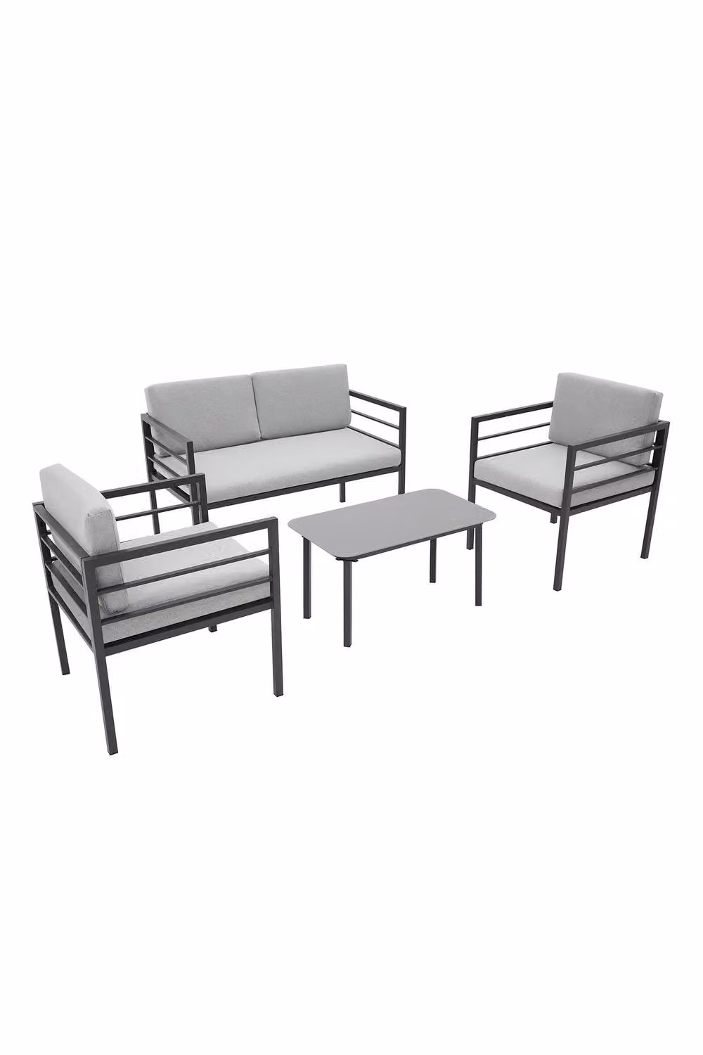 More4Homes Rhodes 4 Seater Garden Sofa Set with Glass Table in Grey – 3