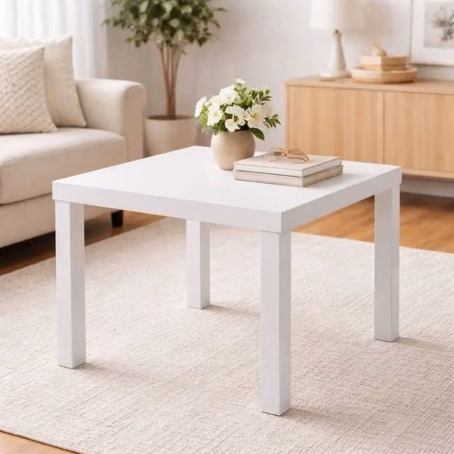 EONLION Square Side Table and Small Coffee Table in White – 1