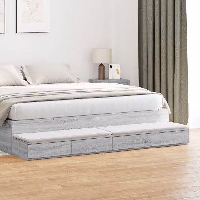 Berkfield Home Bed Drawers in Grey Sonoma, W: 180 cm, D: 36.5 cm, H: 16.5 cm – 1