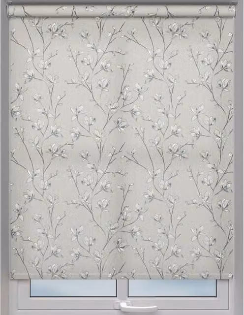 Terrys Aurora Semi-Transparent Floral Roller Blind in Beige and Grey