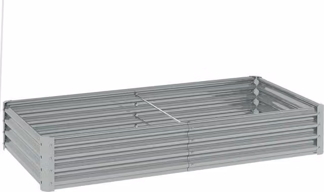 Outsunny Galvanised Steel Open Planter, Silver, W: 180 cm, D: 90 cm