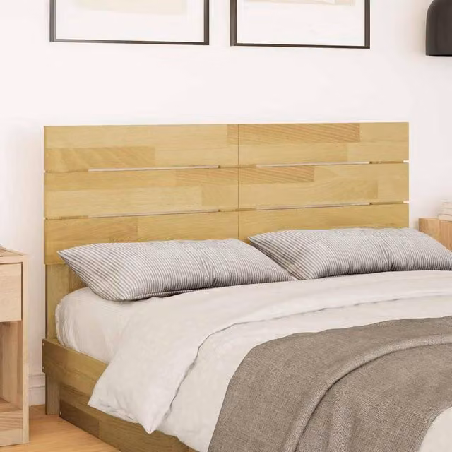 Berkfield Home Solid Oak Headboard in Light Brown, Width: 122 cm – 1