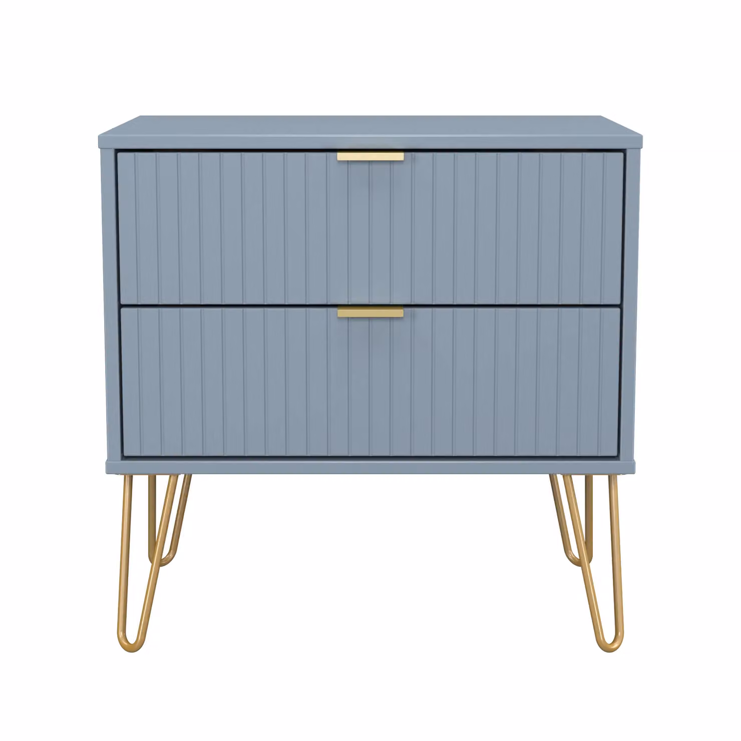 2 U Bexley 2 Drawer Side Table in Light Blue and Gold – 2