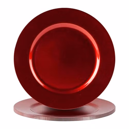 Argon Tableware Metallic Melamine Charger Plates in Red and Gold, Pack of 6, Diameter: 33 cm – 1