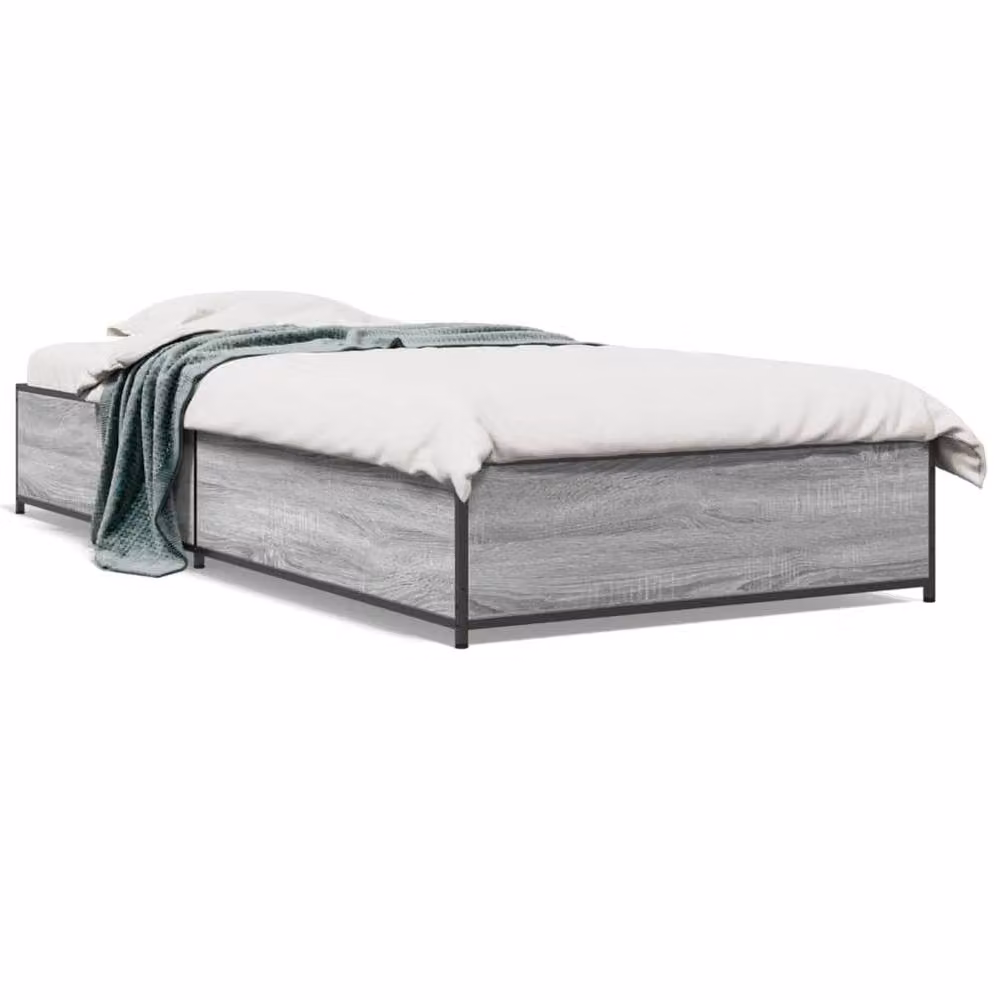 Berkfield Home Durable Single Bed Frame in Grey Sonoma, W/D/H: 90 x 190 cm – 3