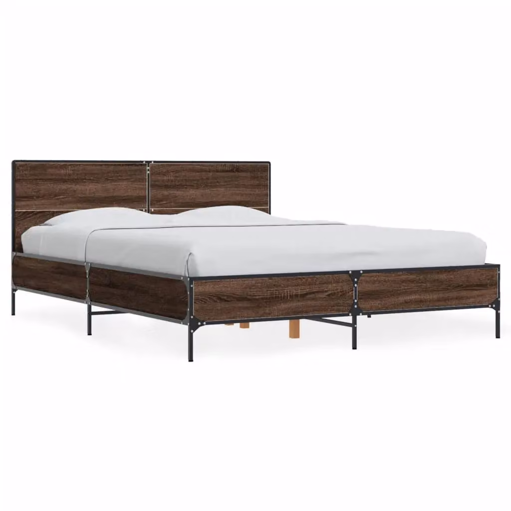 Berkfield Home Small Double Bed Frame in Brown Oak, W/D/H: 120 x 200 cm – 2