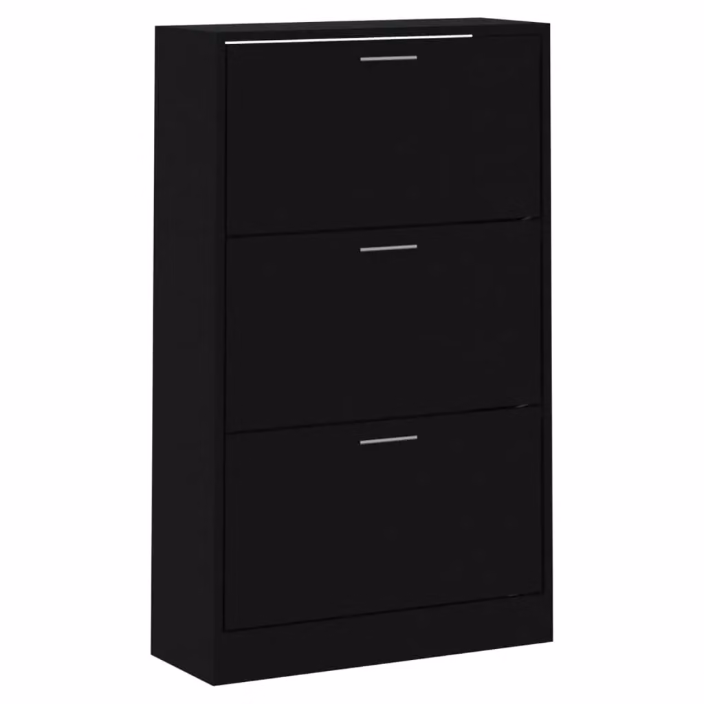 Berkfield Home Black Modern Shoe Cabinet with Tilting Compartments, W/D/H: 63 x 24 x 103 cm – 2