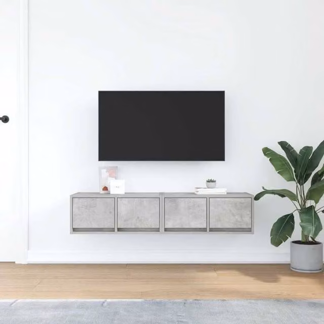 Berkfield Home 2-Piece TV Cabinet Set in Concrete Grey, W: 60 cm, D: 31 cm, H: 25.5 cm, Engineered Wood – 1