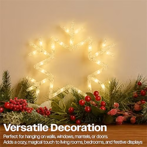 Xmas Haus Warm White LED Hanging Snowflake in Black, 25 cm – 2