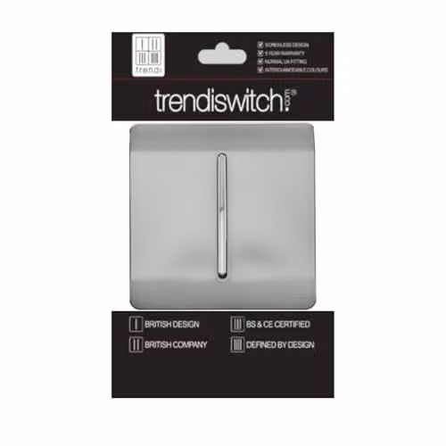 Trendi 1 Gang 3 Way Intermediate 10 Amp Rocker Light Switch in Brushed Steel Silver – 2