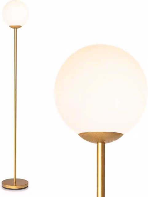 Costway Modern Globe Floor Lamp with Acrylic Sphere Lampshade and Foot Switch in Gold/Brass