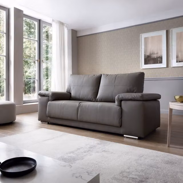 Abakus Direct Texas 2 Seater Upholstered Sofa in Grey Synthetic Leather