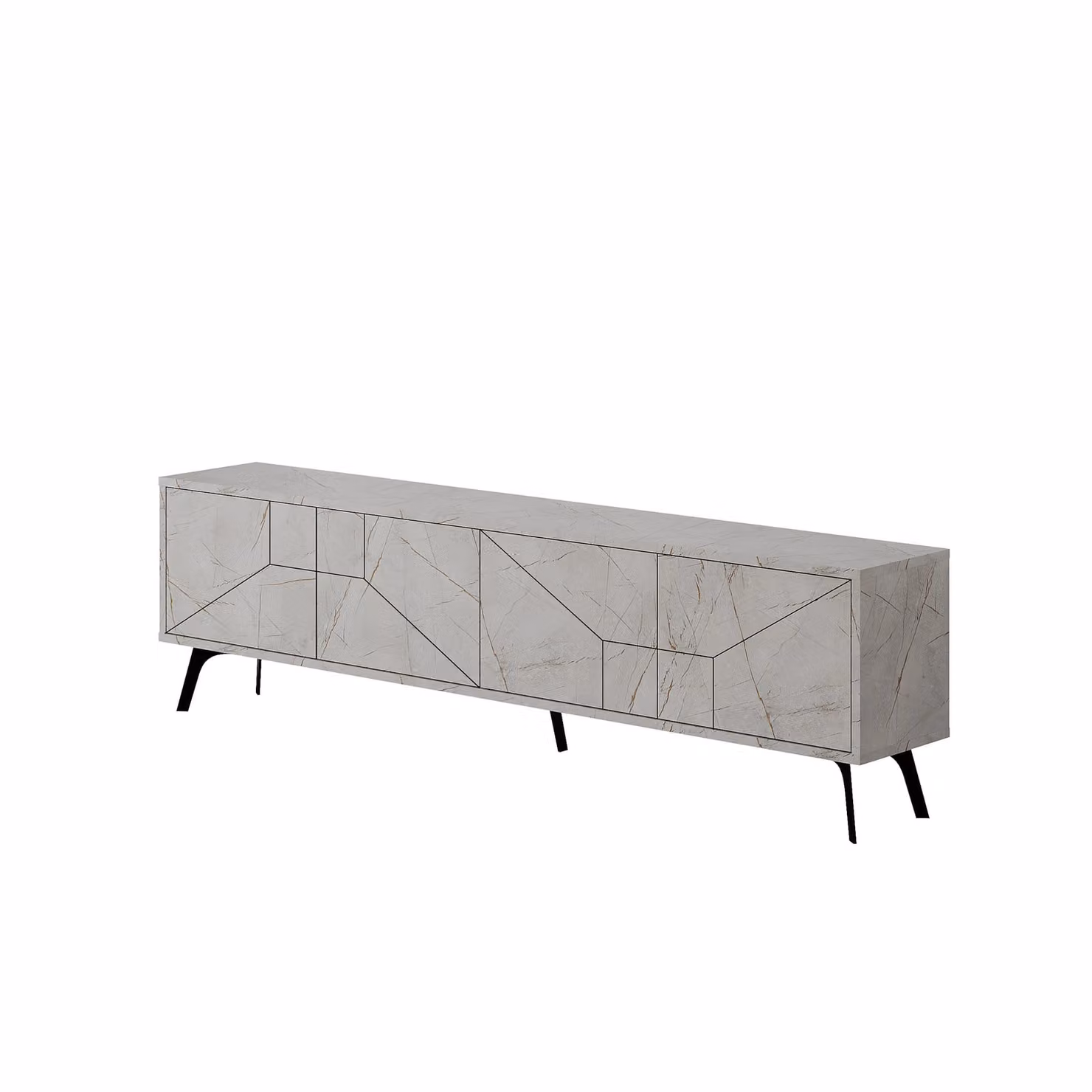 Decortie Dune Modern TV Unit Multimedia Centre in Gold and White, 180 cm (Pack of 2) – 2