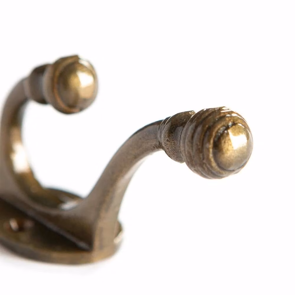 FLAVORA 5-Piece Ball End Hat and Coat Hook Set in Antique Brown Cast Iron, W: 52 cm – 3