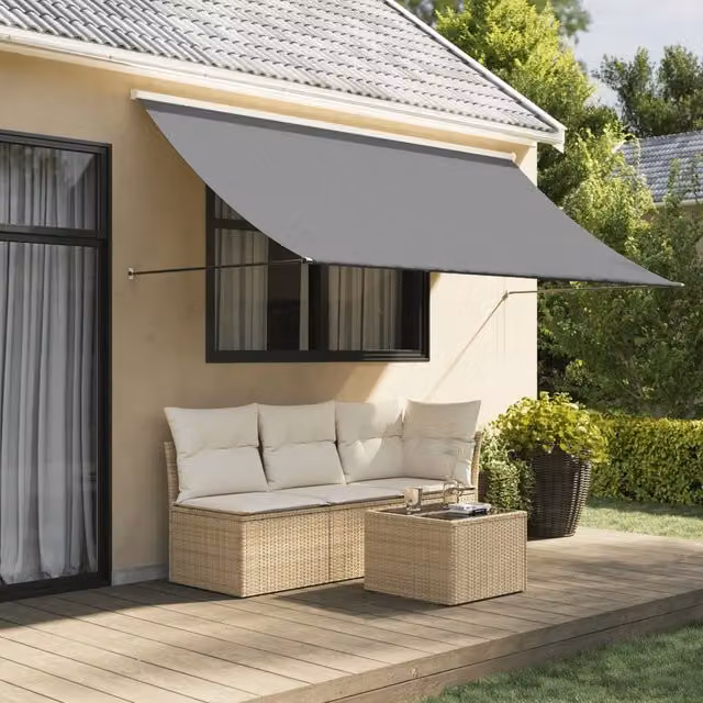Berkfield Home Retractable Wall-Mounted Awning in Anthracite and Black, W/D/H: 300 x 150 cm