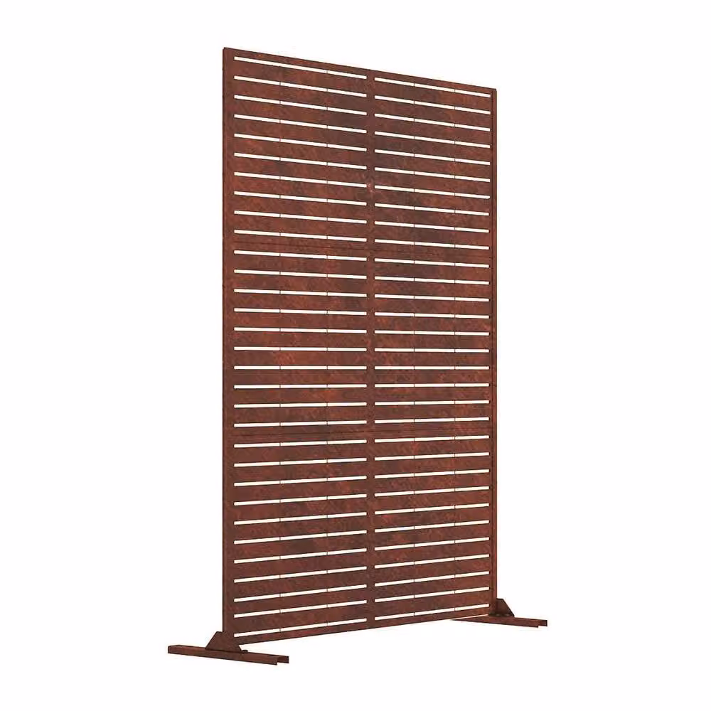 Nicoman Metal Outdoor Privacy Screen with Freestanding Stand in Brown and Multicolour, H: 180 cm x W: 90 cm x D: 40 cm – 2